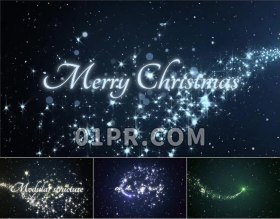 Pr闪光粒子片头模板 圣诞节优雅文本动画标题祝福祝愿新年 Pr素材